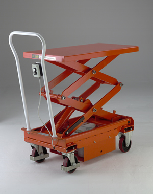 Battery powered, mobile double vertical scissor lift table (Section 1)