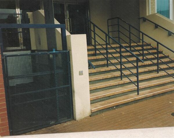 Mobility impaired wheelchairlift and goods lift vandal resistant outer door (Section 1)